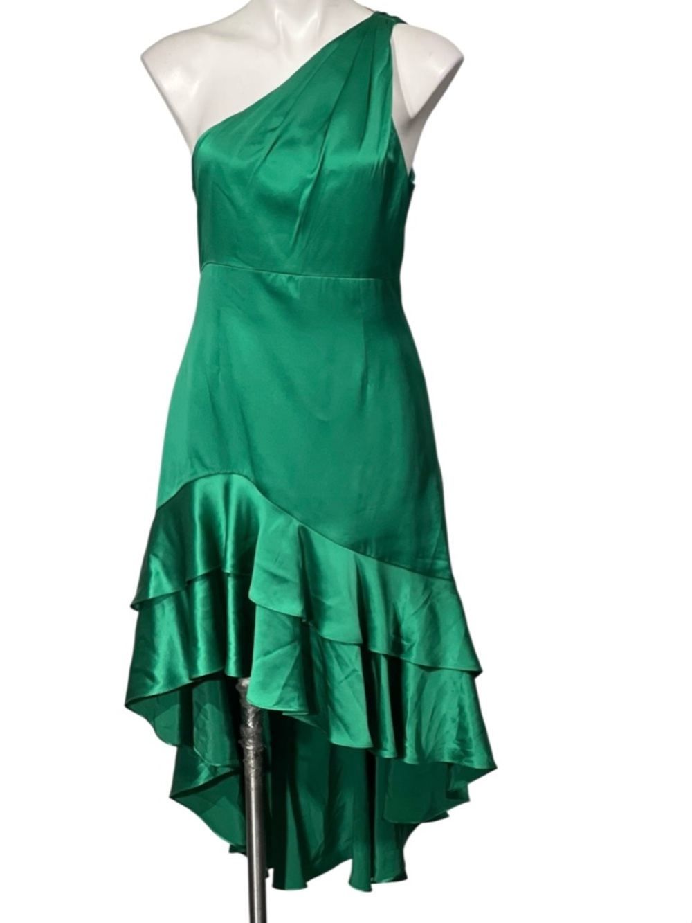 Cinq à Sept JADE One‎ Shoulder dress sz 10 Colina Asymmetric Silk *small flaw*